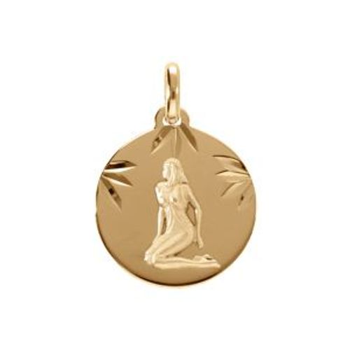 Pendentif Plaqué Or Médaille 15mm Diamanté Zodiaque Vierge
