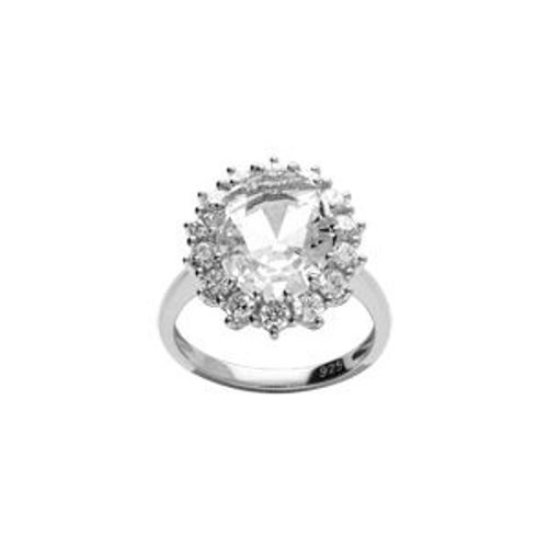 Bague Argent Rhodié "Royale" Oxyde Blanc (17 Mm X 14 Mm)