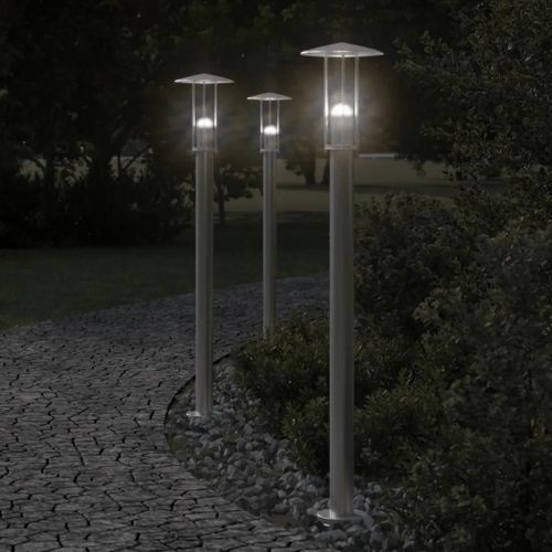 Lampadaire D'extérieur Argenté 100 Cm Acier Inoxydable