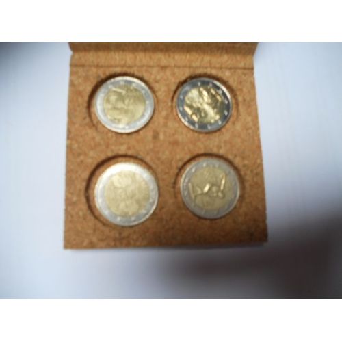 Lot De 4 Pieces En Euro Dans Coffret En Liege Lot N°2