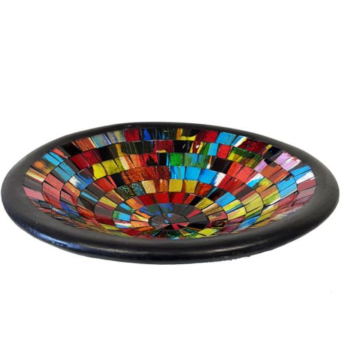 Coupelle Vide-Poche Ronde Artisanale Rouge, Bleu Et Jaune
