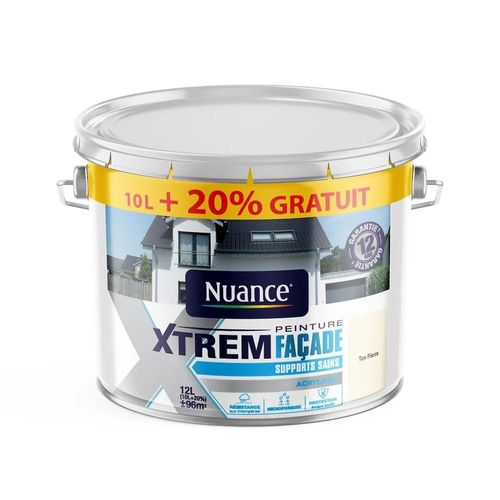 Peinture Façade Xtrem - Supports sains - Ton Pierre - 10L+20% Gratuit