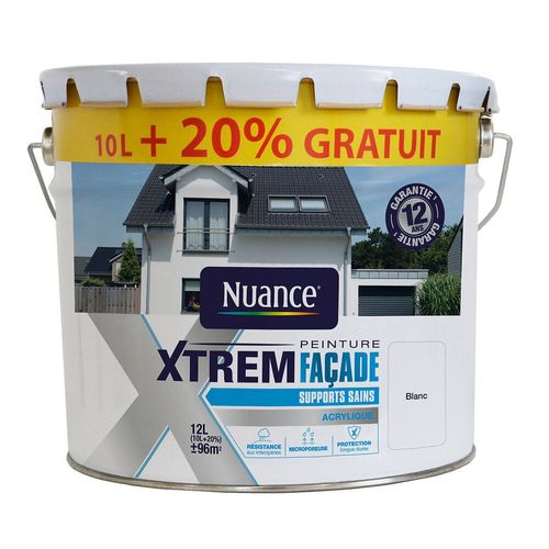 Peinture façade Xtrem - Suppprts sains - Blanc - 10L+20% gratuit