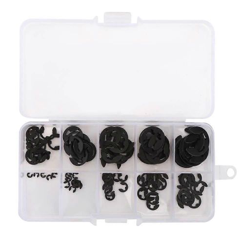 120Pcs EClip Snap Circlip Kit Anneau de retenue ouvert en acier au manganèse noir en boîte 1.510mm
