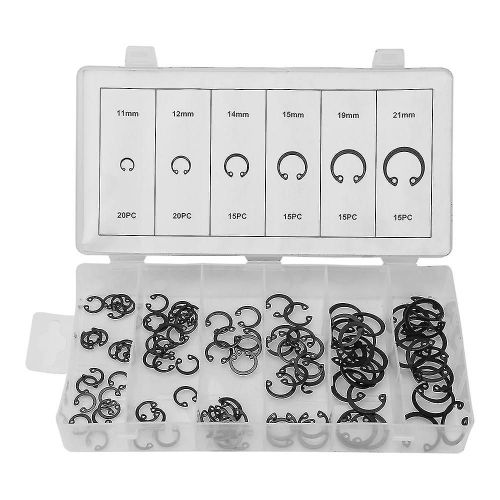100pcs Anneau De Retenue De Pression Circlip Assortiment Set 11mm - 21mm 6 Tailles avec Boîte