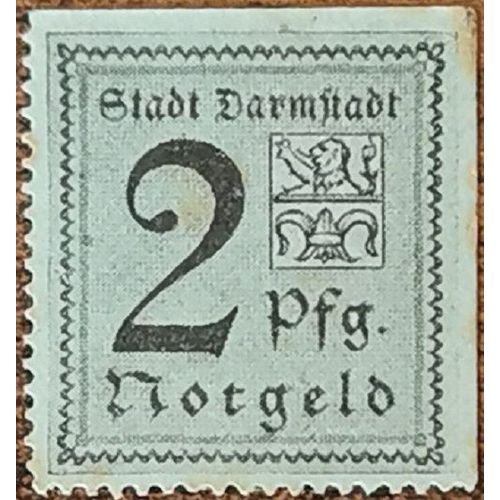 Billet Allemagne 2 Pfennig 1920 Darmstadt Gra D5,4b