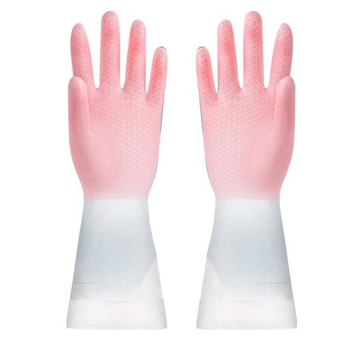 Gants de vaisselle de cuisine Gants de nettoyage ménager multifonctionnels en latex imperméable Rose S