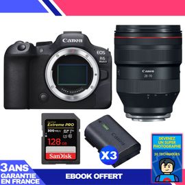 Boitier Canon EOS R6 Mark II + RF 28-70mm f/2 L USM + 1 SanDisk 128GB Extreme PRO UHS-II SDXC 300 MB/s + 3 Canon LP-E6NH + Ebook 'Devenez Un Super Photographe'