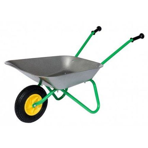 Brouette Enfant Avec Roue Gonflable - Pneumatique Air - Armature Et Bac Metal - 80x38x41cm - Jouet Outillage Jardin - Plein Air
