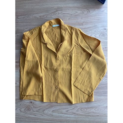 Chemise Manches Longues Polyester Jaune Moutarde Taille L Marque Mango 