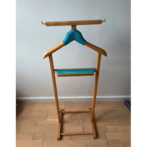 Valet De Nuit En Bois ¿ Velours Bleu Turquoise