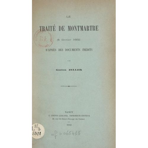 Le Traité De Montmartre (6 Février 1662)