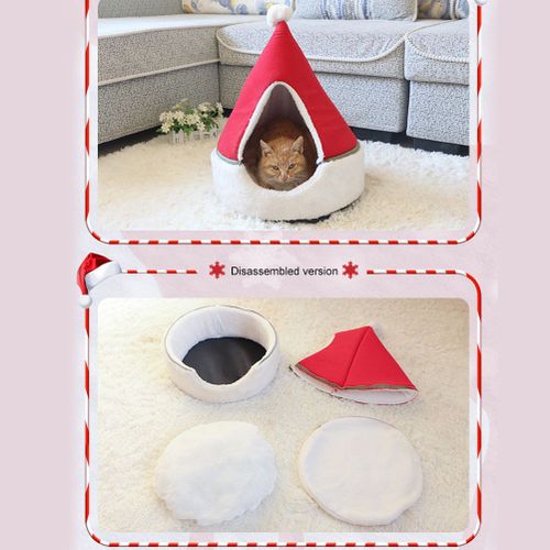 Connor Tente Pour Chat, Lit Grotte, Arbre De Noel, Maison Pour Chat, Lit Triangulaire Confortable Pour Chat, Tente Pour Animaux De Compagnie