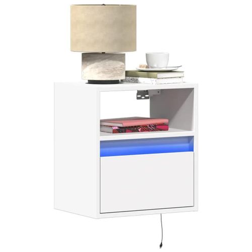 Table De Chevet Murale Avec Lumières Led Blanc