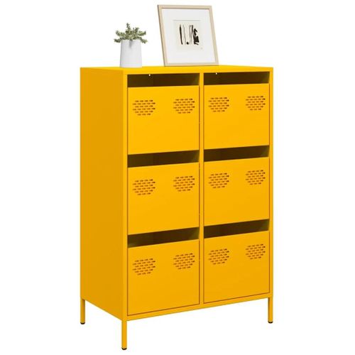 Buffet Haut Jaune Moutarde 68x39x101,5 Cm Acier