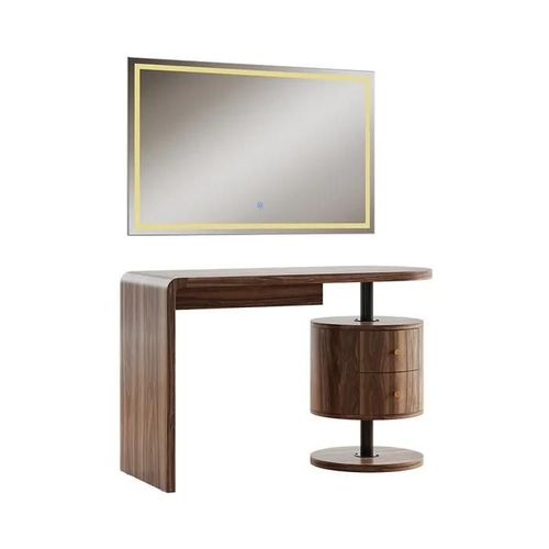 Coiffeuse Lara, 120cm Avec Miroir Led, Chêne Rustique, Vicco