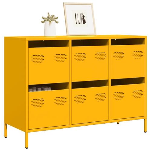 Buffet Jaune Moutarde 101,5x39x73,5 Cm Acier Laminé À Froid