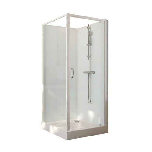 Cabine de douche 90x90 cm Iziglass 2 - porte pivotante - mitigeur thermo LEDA