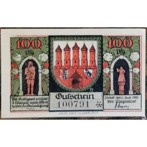 Billet Allemagne 100 Pfennig 07/1921 Zerbst Grm 1469,2 9/9