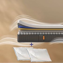 EMMA | Pack Matelas Hybride II Plus 140x190 + Oreiller Nuage | Mémoire de Forme + Ressorts | Housse Plus Respirante | Dos Apaisé