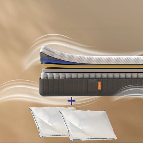 EMMA | Pack Matelas Hybride II Plus 160x200 + Oreiller Nuage | Mémoire de Forme + Ressorts | Housse Plus Respirante | Dos Apaisé
