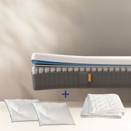 EMMA | Pack Matelas Original II Plus 140x190 + Oreiller Nuage + Couette Légère| Ressorts + Mémoire de Forme | Housse Plus Respirante