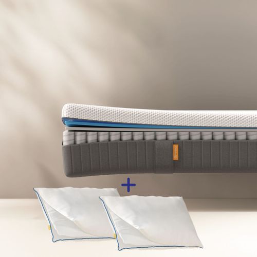 EMMA | Pack Matelas Original II Plus 160x200 + Oreiller Nuage | Ressorts + Mémoire de Forme | Housse Plus Respirante