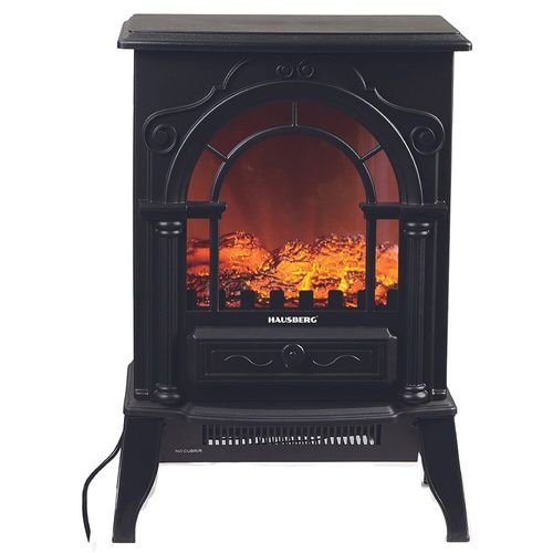 Cheminée électrique portable avec ventilateur Hausberg HB-8218NG, 2000W, 2 niveaux de chauffage, effet cheminée LED, luminosité réglable, contrôle thermostatique, chauffage jusqu'à 30m2, Noir