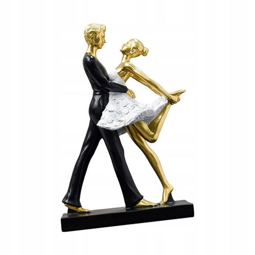 Élégant couple de danseurs romantiques, sculpture décorative, statue de style B doré