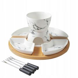 Caquelon à fondue au chocolat et 4 assiettes, chauffe-beurre en céramique, ensemble de fonte pour fondue