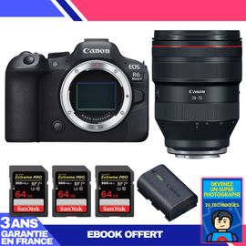 Boitier Canon EOS R6 Mark II + RF 28-70mm f/2 L USM + 3 SanDisk 64GB Extreme PRO UHS-II SDXC 300 MB/s + 1 Canon LP-E6NH + Ebook 'Devenez Un Super Photographe'