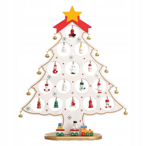 Décoration de sapin de Noël en bois pour bureau, table amusante faite à la main, blanche, grande taille