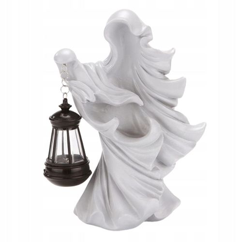 Statue de sorcière avec collection de lanternes Décoration de jardin Bureau blanc