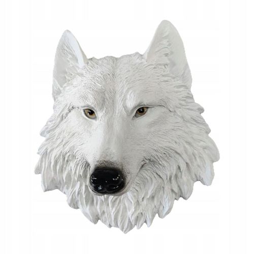 Statue de tête d'animal moderne, artisanat d'art suspendu en résine, montage mural 3D, loup blanc