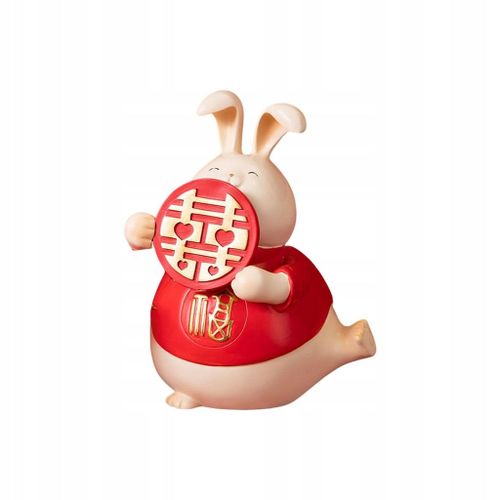 Statue de lapin porte-bonheur chinois, figurine animale décorative en résine pour la maison