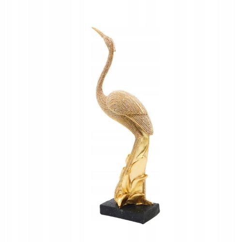 Statue de grue en résine tendance pour rehausser une étagère, couleur or