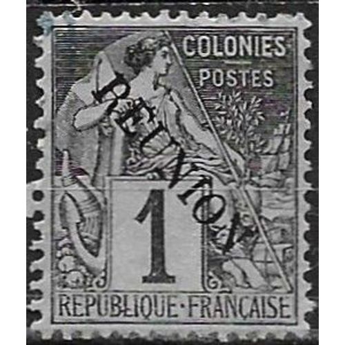 La Réunion, Colonie Française 1891, Beau Timbre Classique Yvert 17, Type Alphée Dubois Des Colonies Générales, 1c. Noir Sur Azuré, Surchargé "Réunion", Oblitéré, Tbe.
