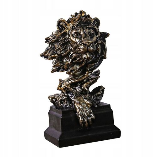 Statue de tête de lion sculptée à la main, décoration de bureau pour salon, argent