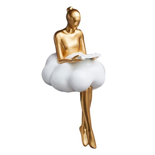 Statue d'art décorative en résine représentant une fille nuage, idéale pour le salon et la lecture sur un comptoir