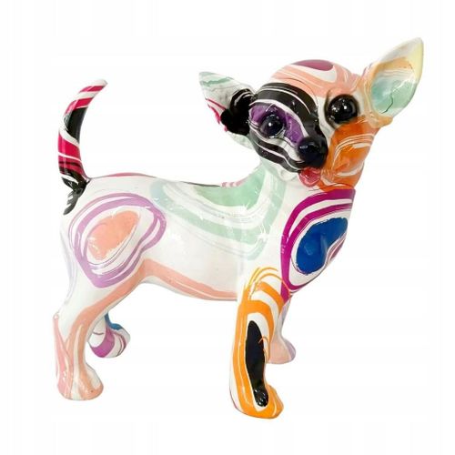 Statue de chien chihuahua multicolore en résine décorative, 19 cm, style B