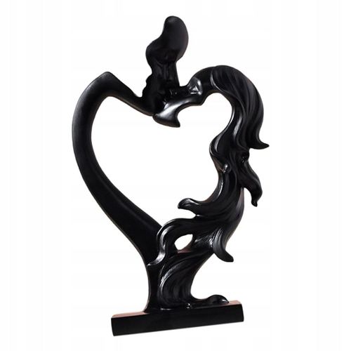 Figurine de couple s'embrassant en résine, sculpture romantique abstraite pour amoureux, noir