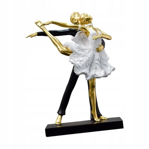 Élégante sculpture de couple dansant romantique, statue décorative de style A doré