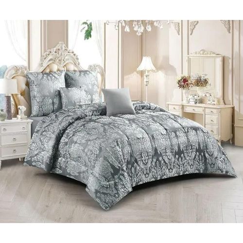Couvre Lit Jacquard "Brenda" 5 Pcs - Gris