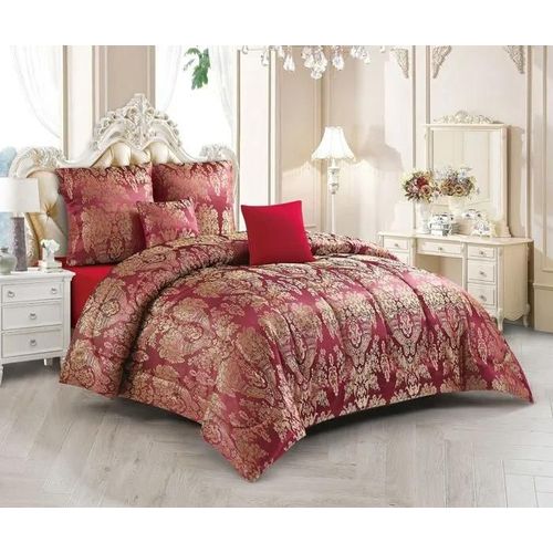 Couvre Lit Jacquard "Brenda" 5 Pcs - Bordeaux