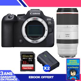 Boitier Canon EOS R6 Mark II + RF 100-500mm f/4.5-7.1 L IS USM + 1 SanDisk 32GB Extreme PRO UHS-II SDXC 300 MB/s + 2 Canon LP-E6NH + Ebook 'Devenez Un Super Photographe'