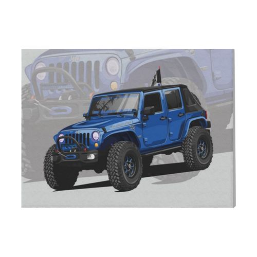 Canevas imprimer Jeep Wrangler Bleu=5673 Rétro Voiture Véhicules et Motos Impression sur toile installer 40x50