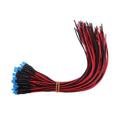 50pcs Pré Câblé DC12V Diffus LED Diodes Multi Couleurs Lumière 3mm Bleu(#3)