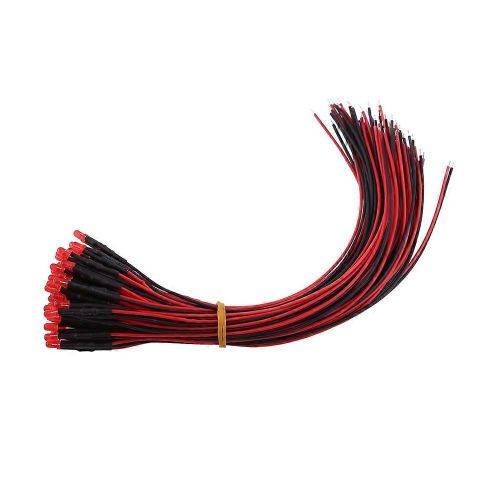 50pcs Pré Câblé Diffus LED Diodes Multi Couleurs Lumière 3mm Red(#1)