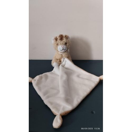 Tigre Doudou Mouchoir Tex Blanc Beige Marron Clair