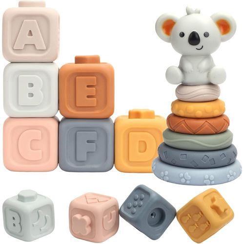 Circles Et Blocs Montessori Toy Gobelet Empilable Bébé Tour Empilable Pour Jeu D'empilement, Avec Chiffres Textures De Fruits, Jouets Éducatifs Éducatifs Pour 13 Pièces